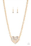 Heartbreakingly Blingy - Gold Bling Necklace Paparazzi Accessories