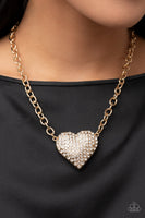 Heartbreakingly Blingy - Gold Bling Necklace Paparazzi Accessories