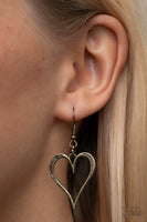 Hopelessly In Love Brass Long Heart Necklace Paparazzi Accessories
