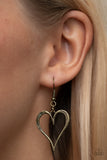 Hopelessly In Love Brass Long Heart Necklace Paparazzi Accessories