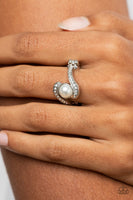 Envious Enrapture White Pearl Bling Ring Silver Paparazzi