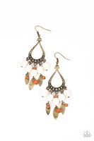 Adobe Air Brass White Stone Earrings Paparazzi