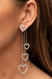 Falling In Love - White Bling Earrings Paparazzi Accessories