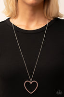 Va-Va-VALENTINE Pink Bling Heart Necklace Paparazzi Accessories