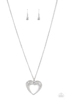 Cupid Charisma - White Bling Heart Necklace Paparazzi Accessories