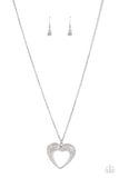 Cupid Charisma - White Bling Heart Necklace Paparazzi Accessories