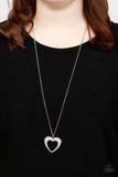 Cupid Charisma - White Bling Heart Necklace Paparazzi Accessories