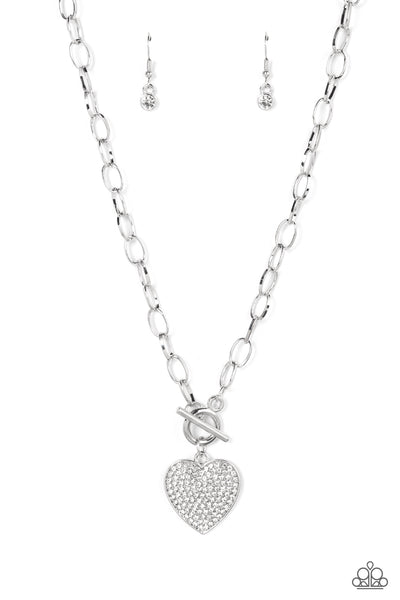If You LUST White Bling Heart Necklace Paparazzi Accessories