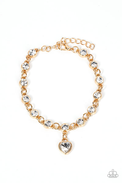 Truly Lovely Gold Heart Bracelet Paparazzi Accessories