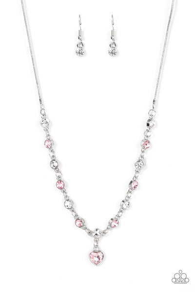 True Love Trinket Pink Heart Bling Necklace Paparrazi Accessories