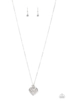 Letters of Love White Bling Heart Necklace Paparazzi Accessories