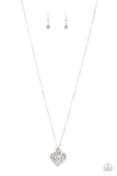 Letters of Love White Bling Heart Necklace Paparazzi Accessories