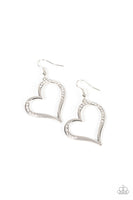Tenderhearted Twinkle - White Bling Heart Earrings Paparazzi Accessories