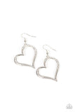 Tenderhearted Twinkle - White Bling Heart Earrings Paparazzi Accessories