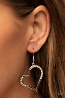 Tenderhearted Twinkle - White Bling Heart Earrings Paparazzi Accessories
