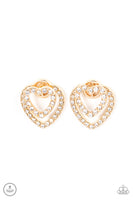 Ever Enamored Gold Bling Heart Earrings Paparazzi Accessories