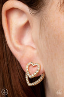 Ever Enamored Gold Bling Heart Earrings Paparazzi Accessories