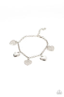 Lusty Lockets White Heart Bracelet Paparrazi Accessories