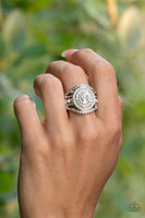 Understated Drama White Bling Ring Paparazzi Accessories