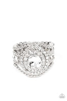 Understated Drama White Bling Ring Paparazzi Accessories