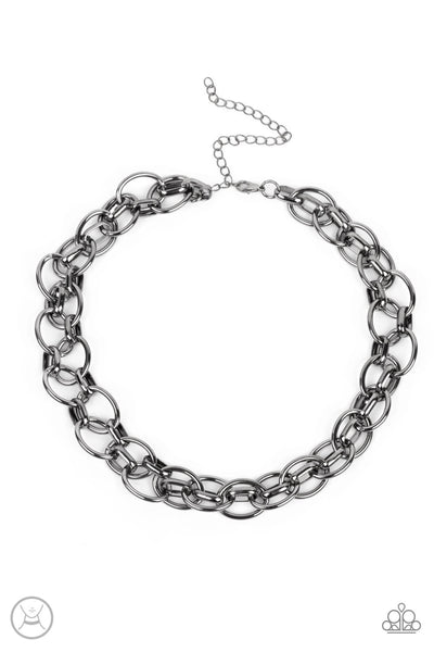 Tough Crowd Big Black Choker Paparazzi Accessories