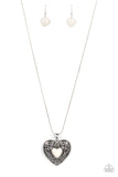 Wholeheartedly Whimsical White Stone Heart Necklace Paparazzi Accessories