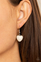 Wholeheartedly Whimsical White Stone Heart Necklace Paparazzi Accessories