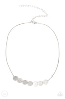 Slimmer Glimmer Silver Disc Choker Necklace Paparazzi