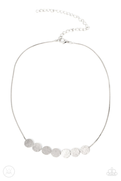 Slimmer Glimmer Silver Disc Choker Necklace Paparazzi