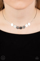 Slimmer Glimmer Silver Disc Choker Necklace Paparazzi