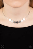 Slimmer Glimmer Silver Disc Choker Necklace Paparazzi