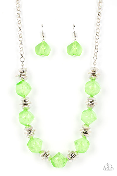 Island Ice Lime Green Necklace Paparazzi Accessories