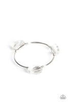 Galactic Getaway White Gem Bangle Bracelet Paparazzi