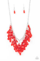 Crystal Cabaret Red Fringe Necklace Paparazzi