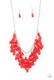 Crystal Cabaret Red Fringe Necklace Paparazzi