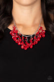 Crystal Cabaret Red Fringe Necklace Paparazzi