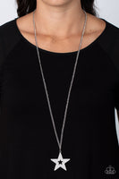 Superstar Stylist White Long Bling Necklace Paparazzi Accessories