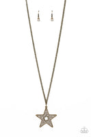 Superstar Stylist Brass Bling Star Necklace Paparazzi Accessories