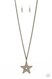 Superstar Stylist Brass Bling Star Necklace Paparazzi Accessories
