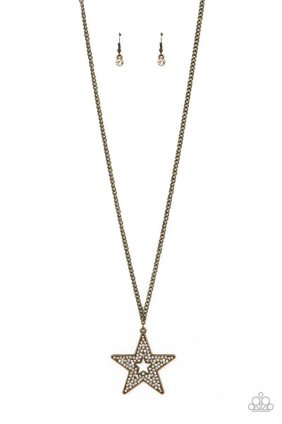 Superstar Stylist Brass Bling Star Necklace Paparazzi Accessories