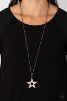 Superstar Stylist Brass Bling Star Necklace Paparazzi Accessories