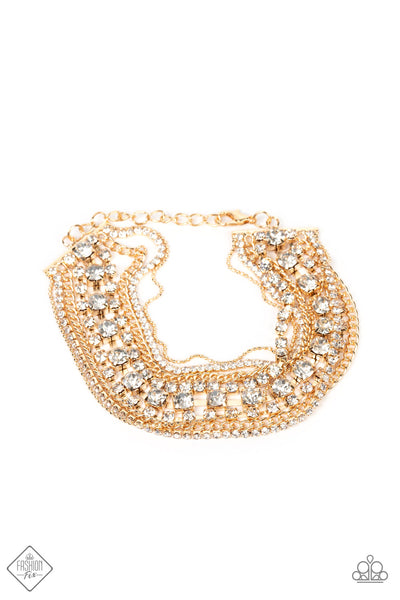 Interstellar Interlude Gold Bling Bracelet FF SS 0722 Paparazzi Accessories