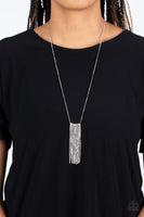 Stellar Crescendo White Rhinestone Tassel Necklace Paparazzi