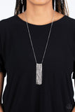 Stellar Crescendo White Rhinestone Tassel Necklace Paparazzi