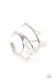 Metro Pier White Pearl Hoop Earrings Paparazzi
