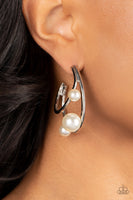 Metro Pier White Pearl Hoop Earrings Paparazzi