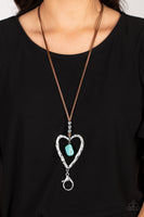 Santa Fe Sweetheart Blue Heart Lanyard Necklace Paparazzi