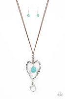 Santa Fe Sweetheart Blue Heart Lanyard Necklace Paparazzi