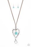 Santa Fe Sweetheart Blue Heart Lanyard Necklace Paparazzi