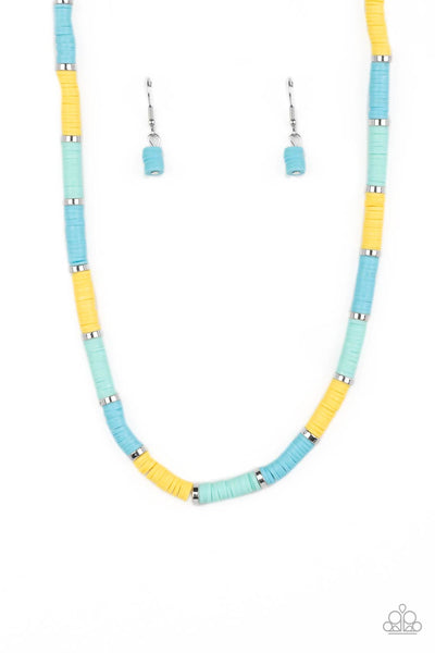 Rainbow Road Blue Yellow Necklace Paparazzi